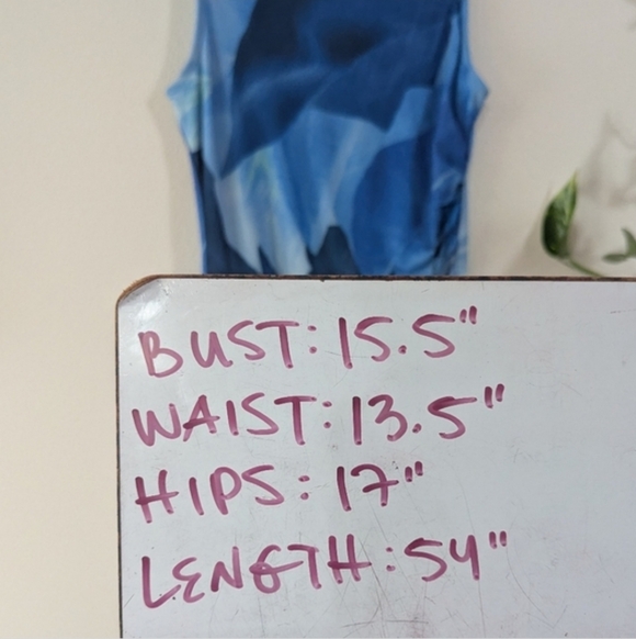 Commense Blue Floral Mesh Dress Size Small - Picture 6 of 6